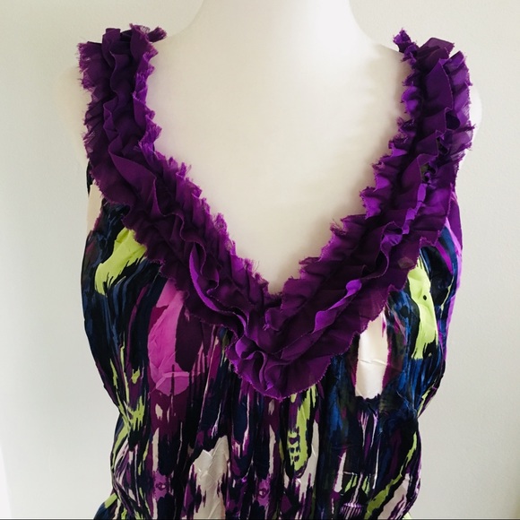 Bisou Bisou Large L Deep V-Neck Purple Tank Shirt - Picture 2 of 8